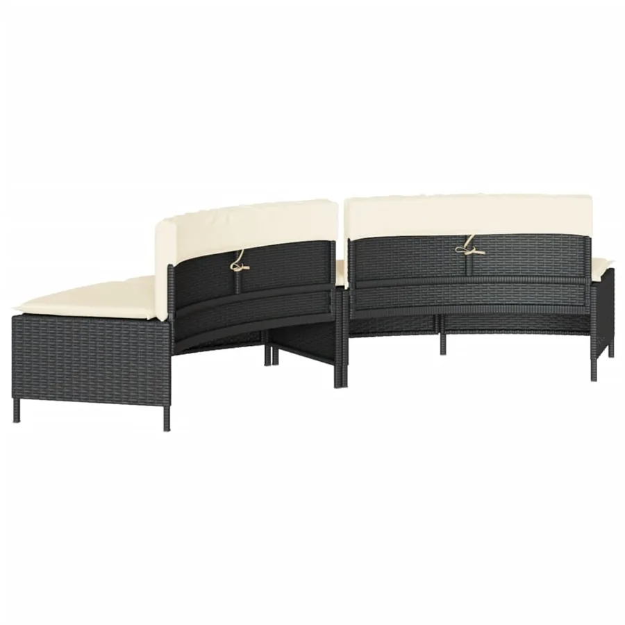 Bancs de spa avec coussins 2 pcs noir résine tressée - 6