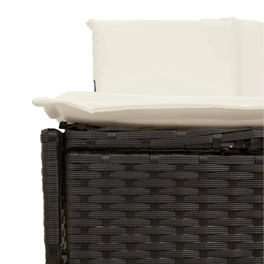 Bancs de spa avec coussins 2 pcs noir résine tressée - 7