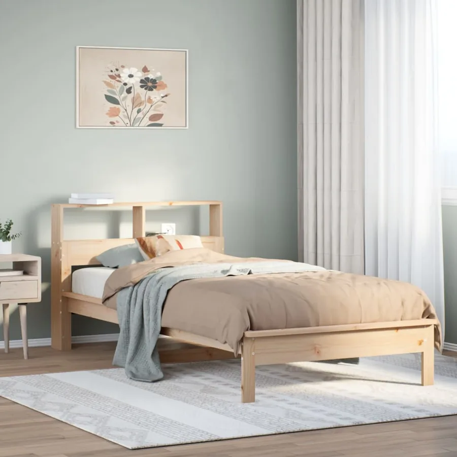 Lit bibliothèque sans matelas 90x190 cm bois de pin massif