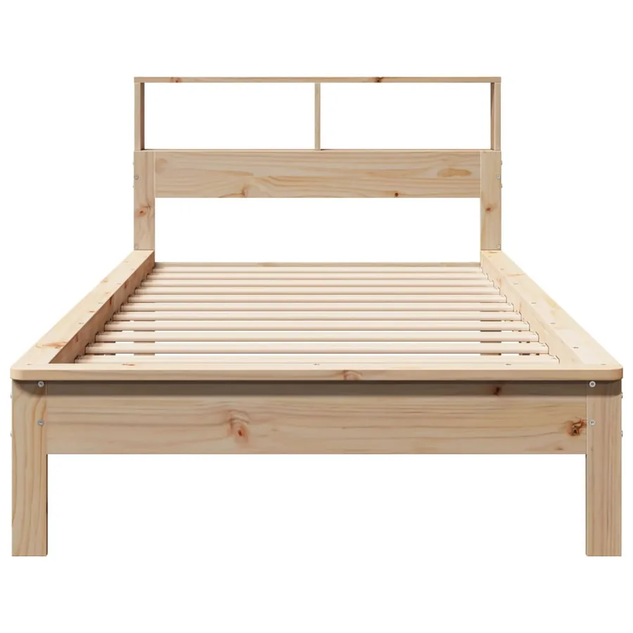 Lit bibliothèque sans matelas 90x190 cm bois de pin massif - 4
