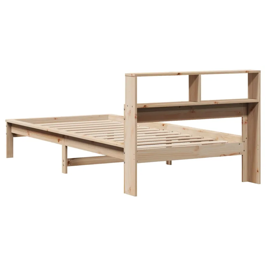 Lit bibliothèque sans matelas 90x190 cm bois de pin massif - 6