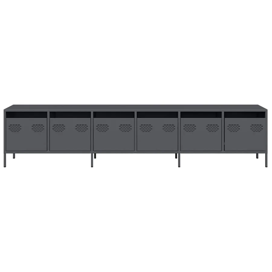 Meuble TV anthracite 202x39x43,5 cm acier laminé à froid - 5