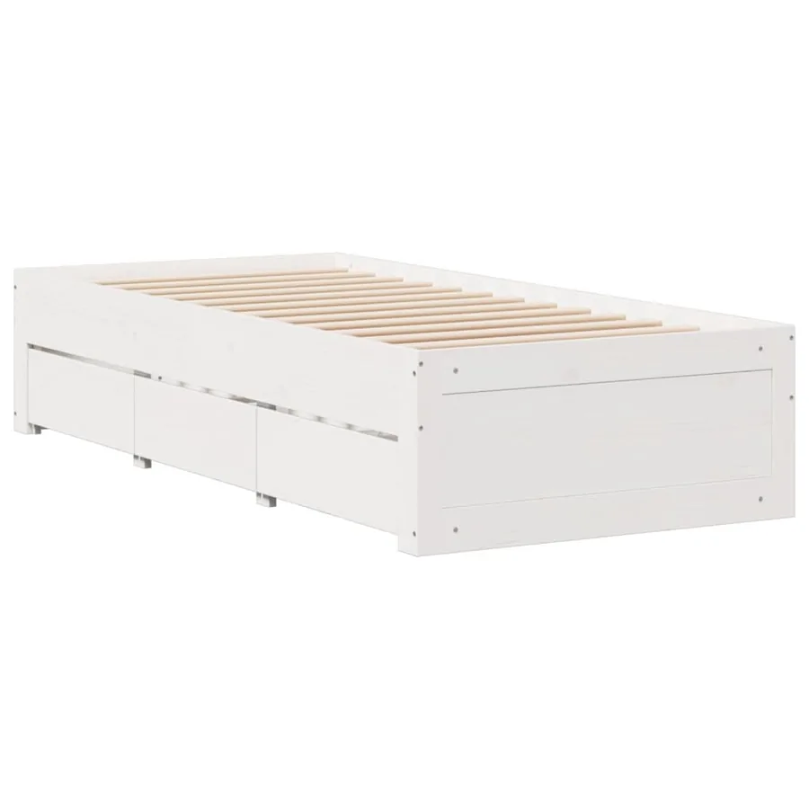 Cadre de lit sans matelas avec tiroirs 75x190 cm bois de pin - 3