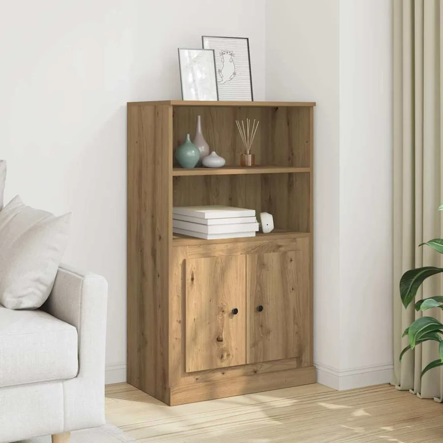 Buffet haut chêne artisanal 60x35,5x103,5 cm bois d'ingénierie