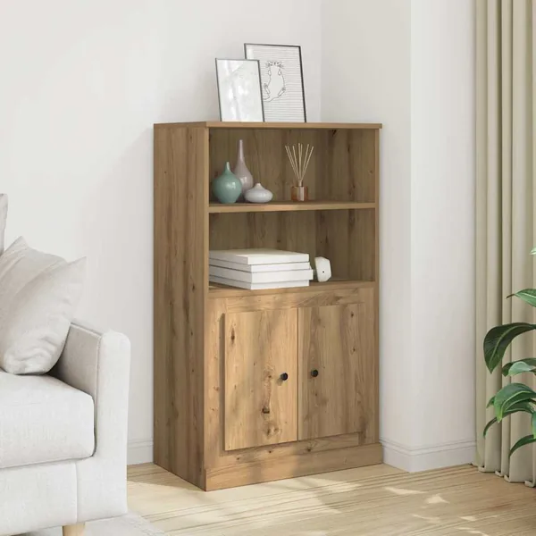 Buffet haut chêne artisanal 60x35,5x103,5 cm bois d'ingénierie