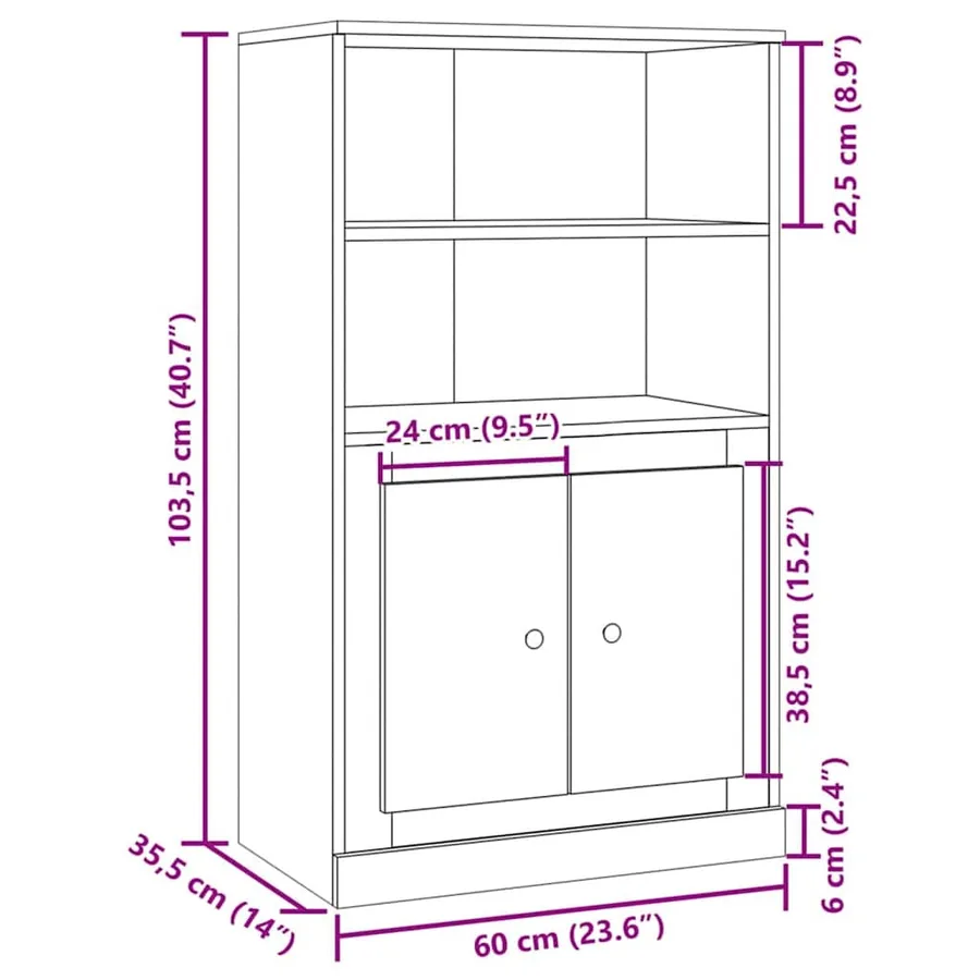 Buffet haut chêne artisanal 60x35,5x103,5 cm bois d'ingénierie - 10