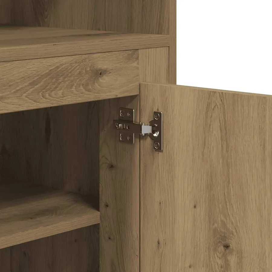 Buffet haut chêne artisanal 60x35,5x103,5 cm bois d'ingénierie - 8