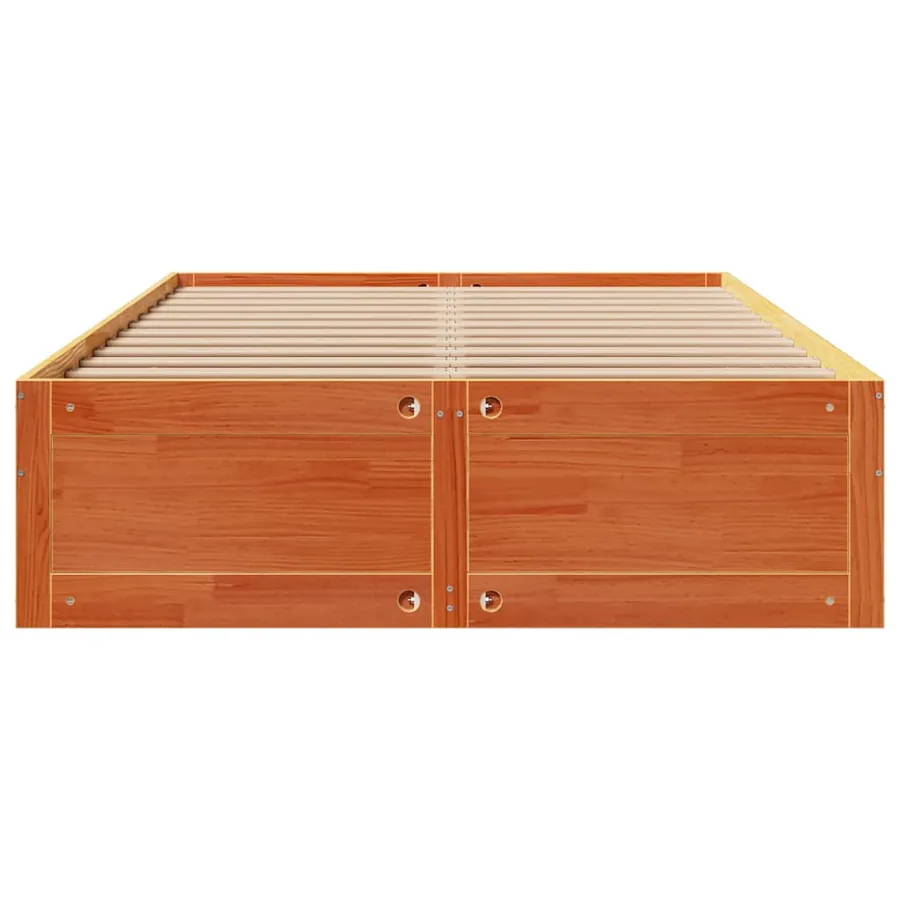 Cadre de lit sans matelas avec tiroirs brun cire 150x200 cm pin - 4