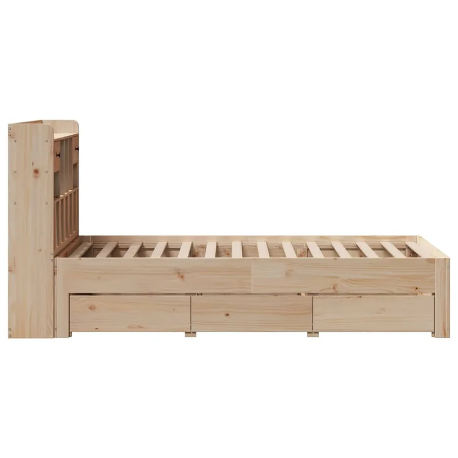 Lit bibliothèque sans matelas 75x190 cm bois de pin massif - 10
