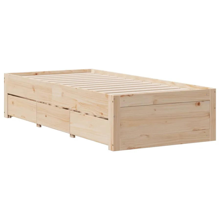 Lit bibliothèque sans matelas 75x190 cm bois de pin massif - 6