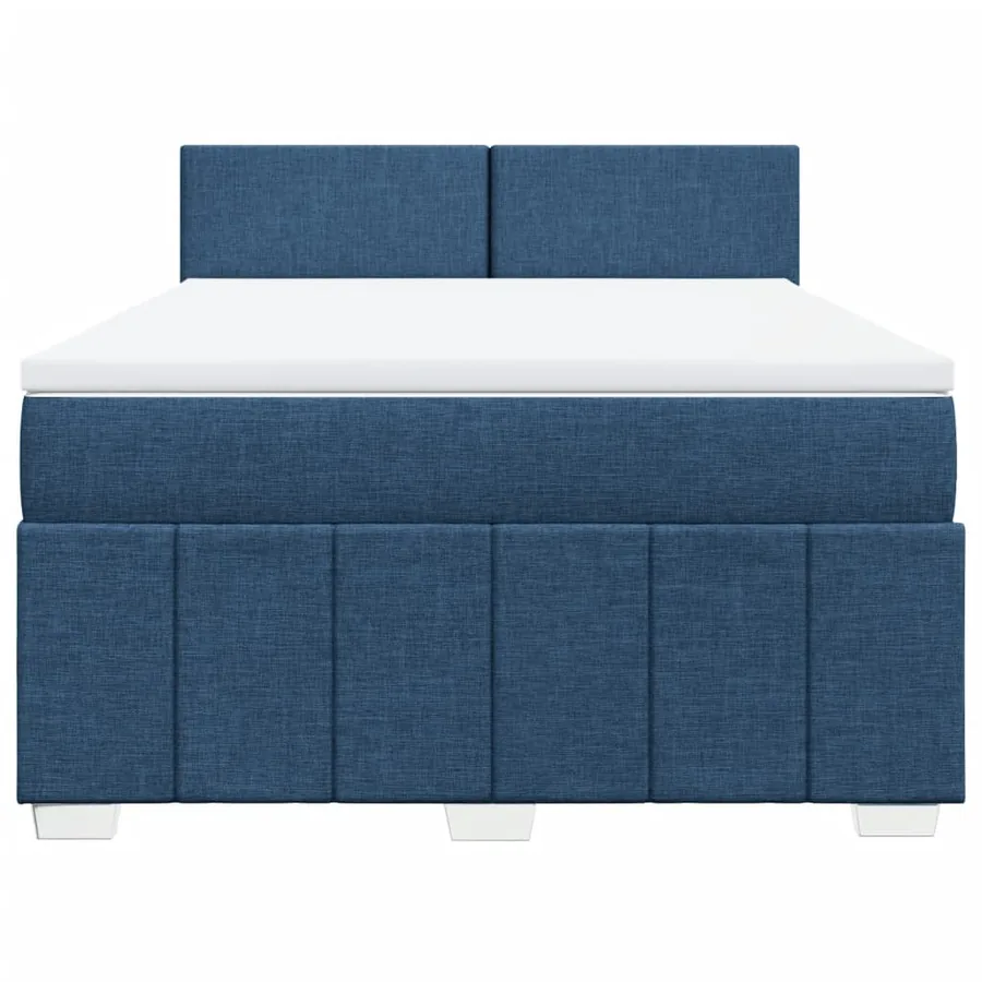 Sommier à lattes de lit avec matelas Bleu 160x200 cm Tissu - 4