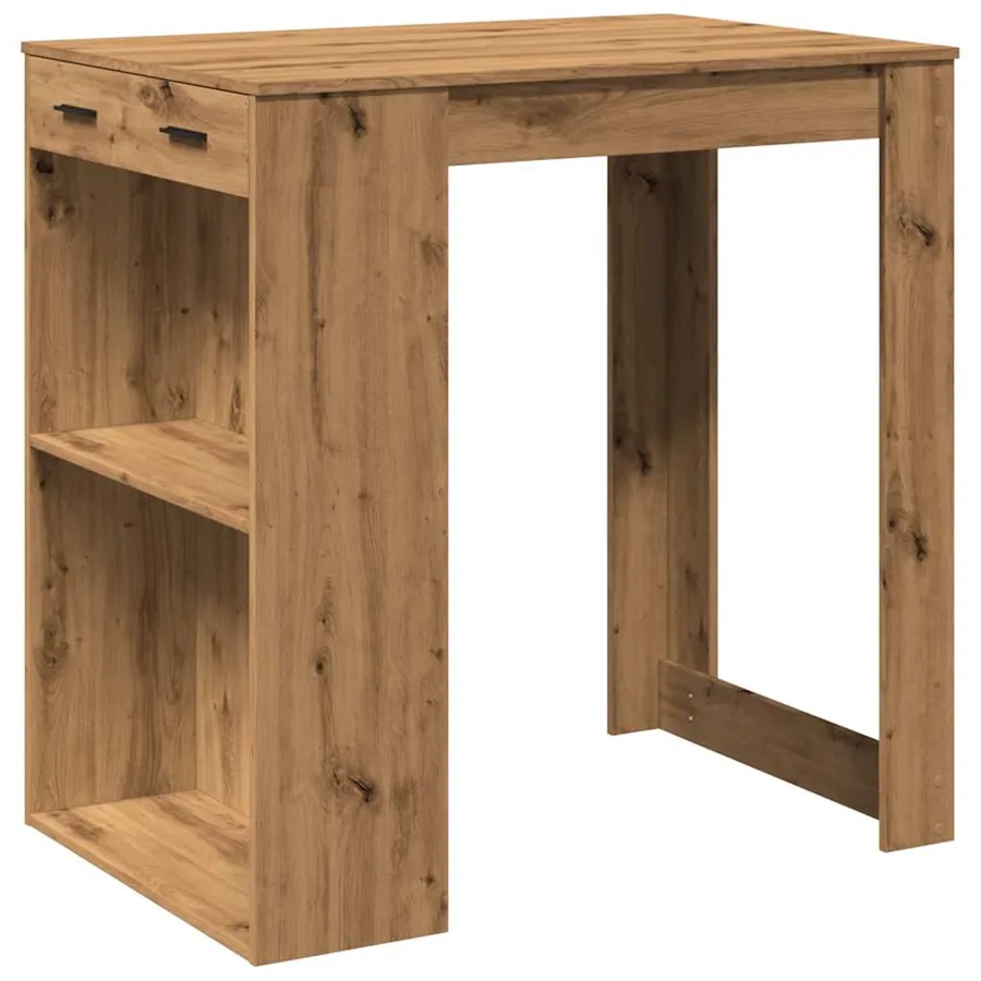 Table de bar chêne artisanal 102x70x103,5 cm bois d'ingénierie - 2