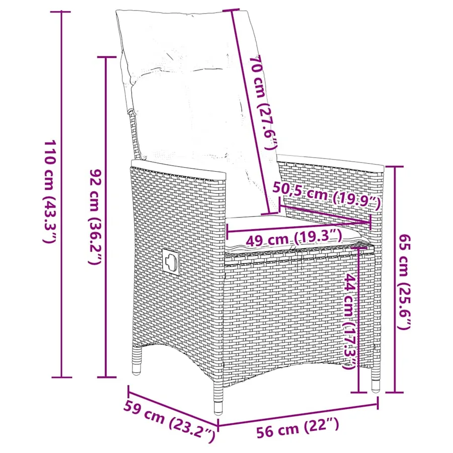 Ensemble à manger de jardin 9pcs coussins noir résine tressée - 12