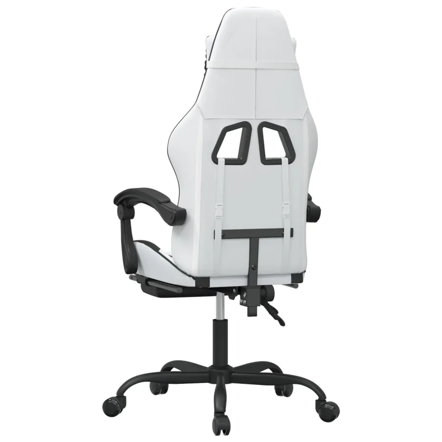 Chaise de jeu pivotante et repose-pied Blanc et noir Similicuir - 5