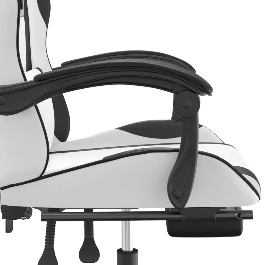 Chaise de jeu pivotante et repose-pied Blanc et noir Similicuir - 8