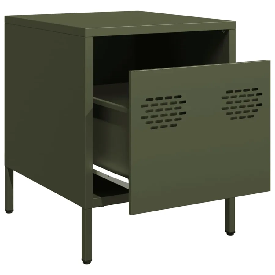 Tables de chevet 2 pcs vert olive 35x39x43,5 cm acier - 4