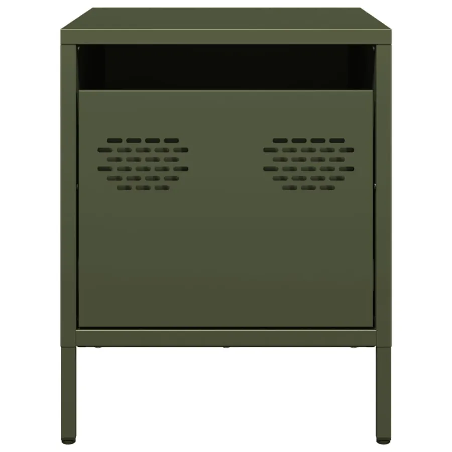 Tables de chevet 2 pcs vert olive 35x39x43,5 cm acier - 5