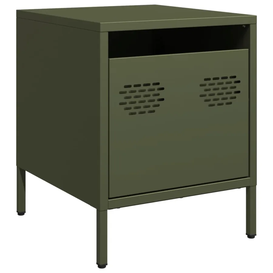 Tables de chevet 2 pcs vert olive 35x39x43,5 cm acier - 6