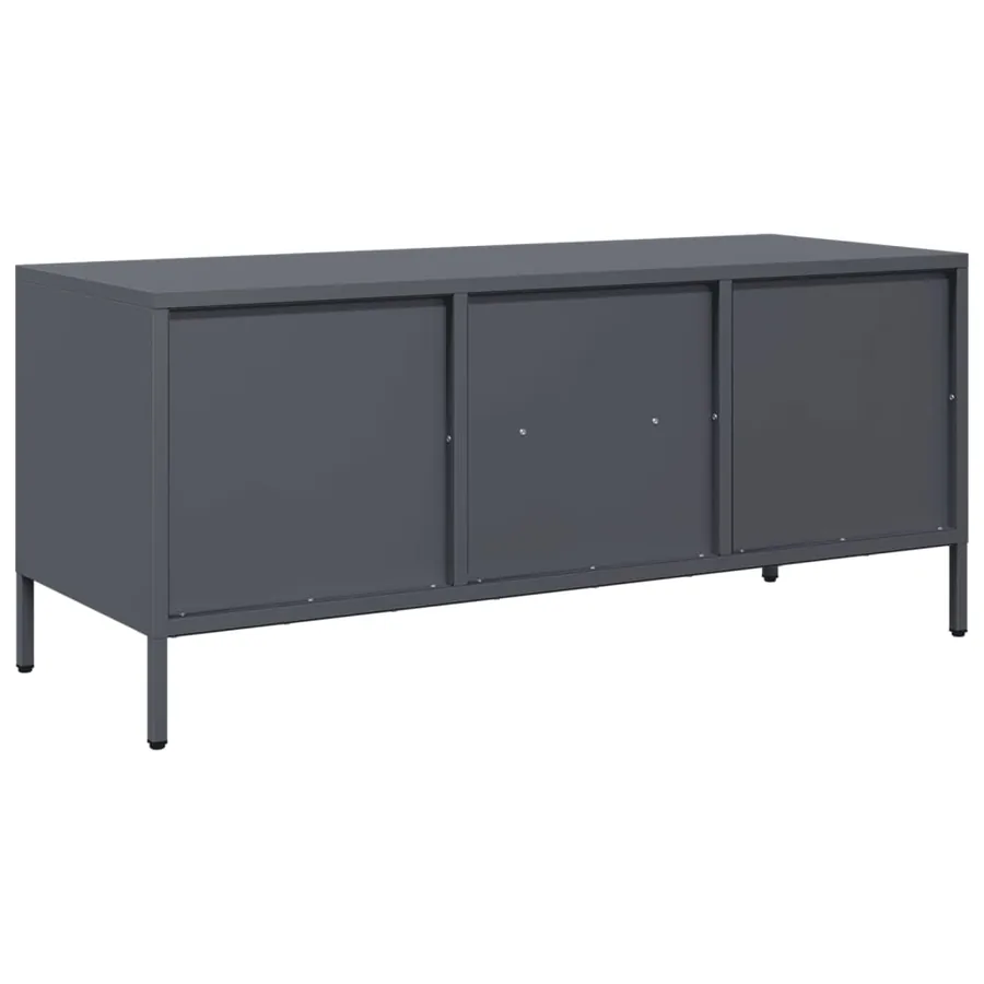 Meuble TV anthracite 101,5x39x43,5 cm acier laminé à froid - 7