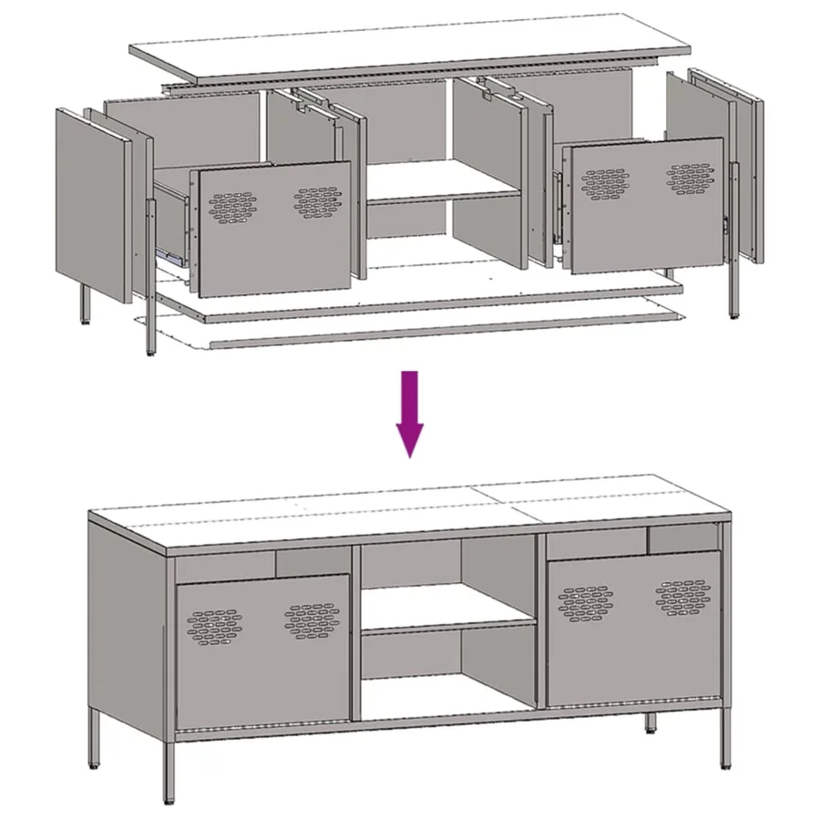 Meuble TV anthracite 101,5x39x43,5 cm acier laminé à froid - 9