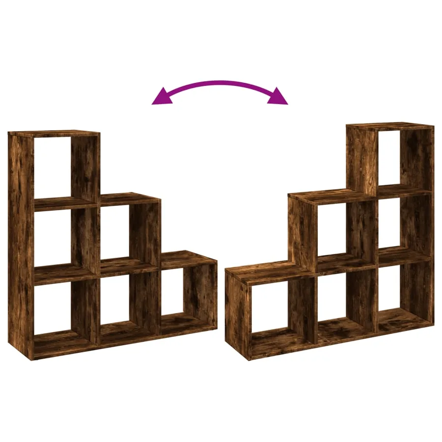 Étagère séparatrice de pièce à 3 niveaux chêne fumé 99x29x99 cm - 9