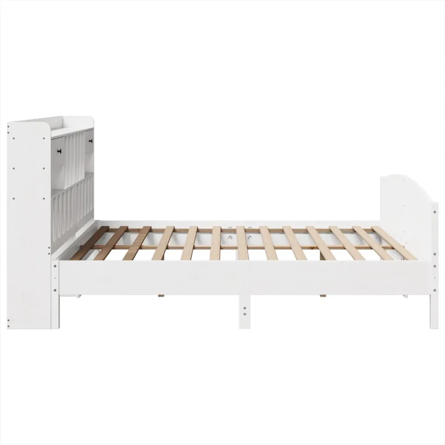 Lit bibliothèque sans matelas blanc 180x200 cm bois pin massif - 5