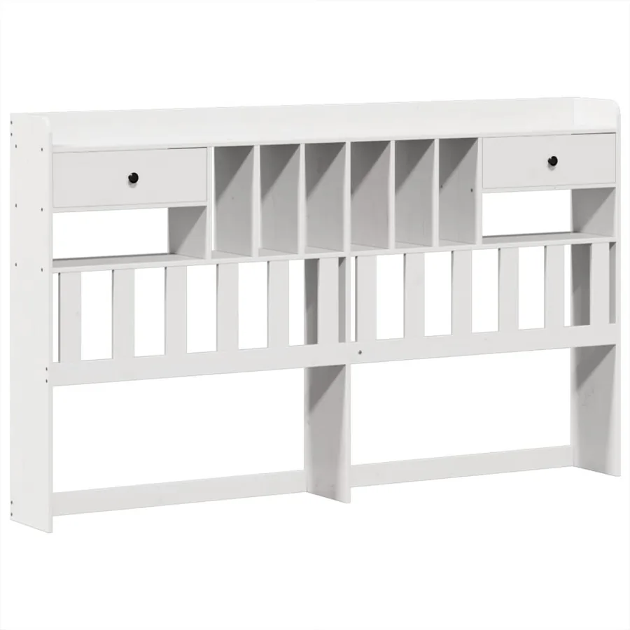 Lit bibliothèque sans matelas blanc 180x200 cm bois pin massif - 7