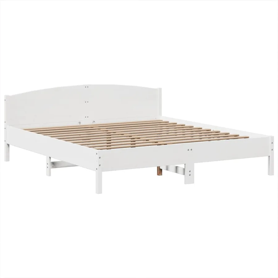 Lit bibliothèque sans matelas blanc 180x200 cm bois pin massif - 8