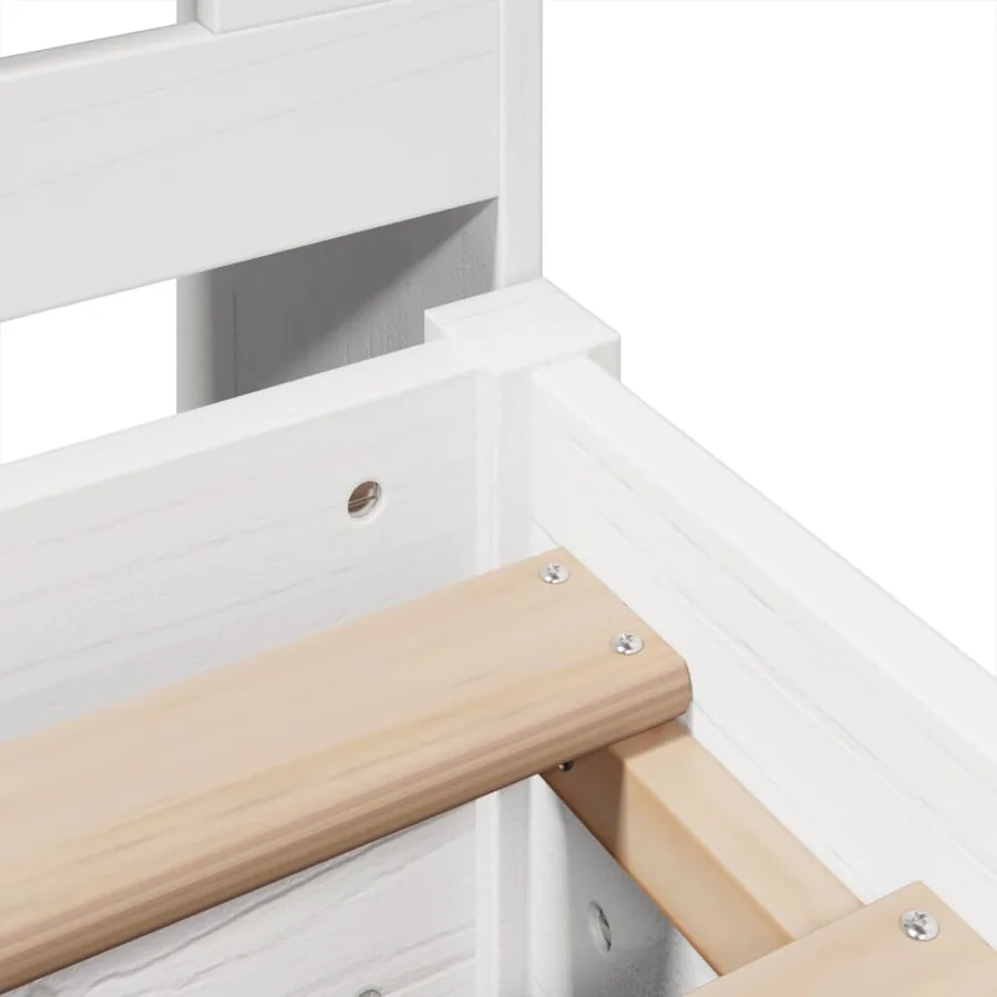 Lit bibliothèque sans matelas blanc 180x200 cm bois pin massif - 9