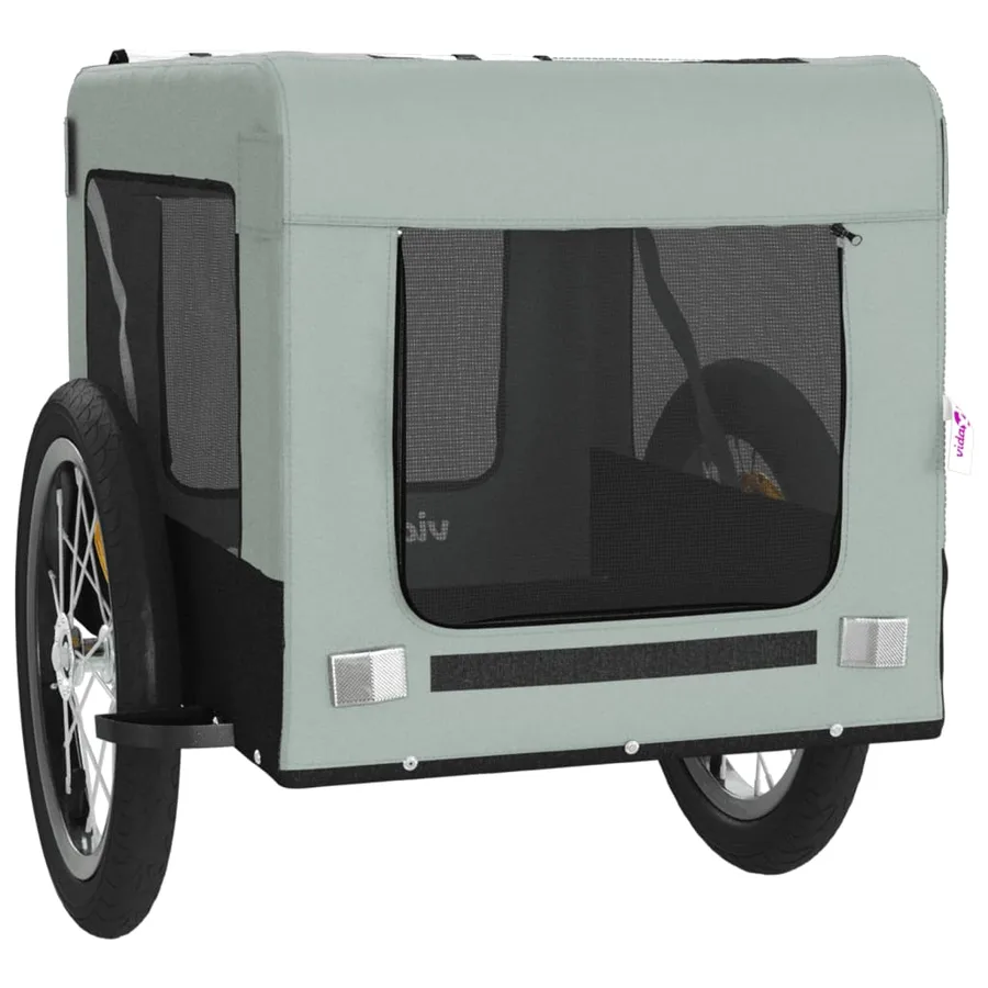 Remorque de vélo pour animaux de compagnie gris et noir - 6