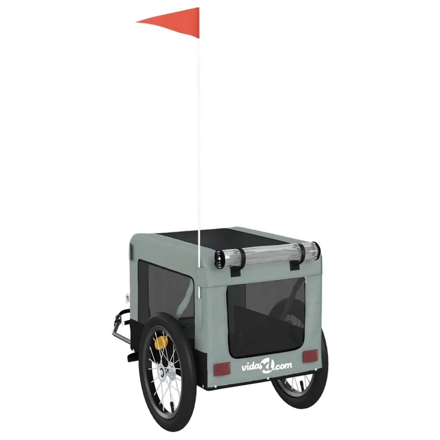 Remorque de vélo pour animaux de compagnie gris et noir - 9