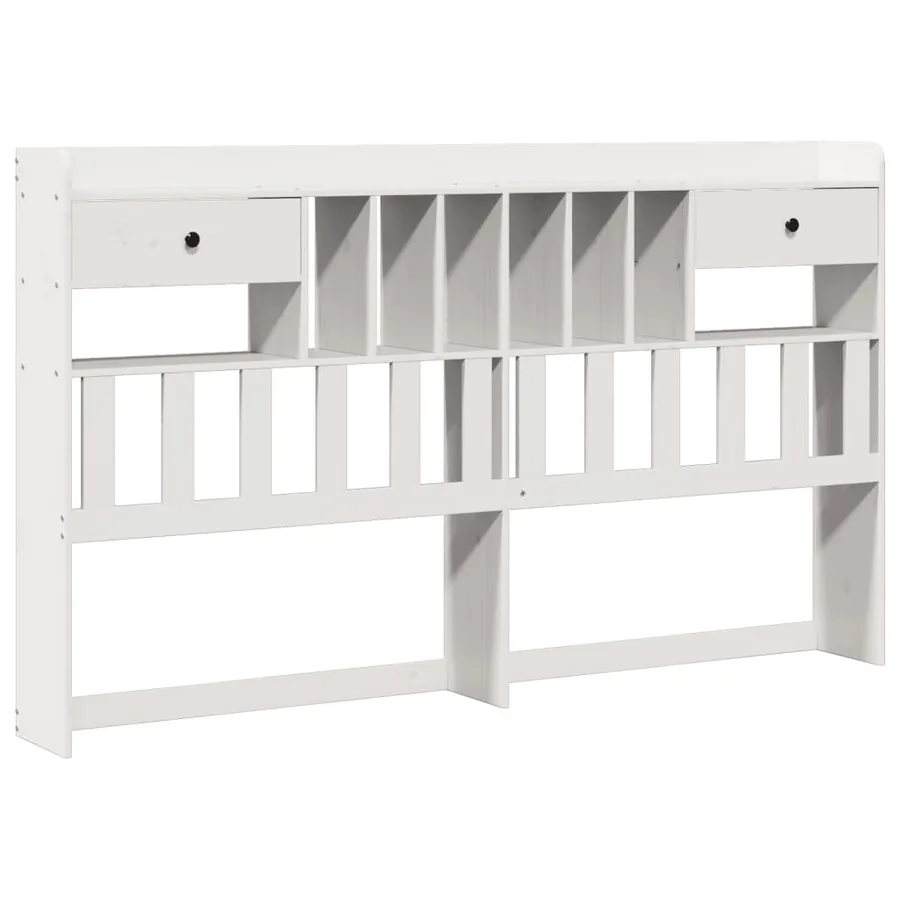Lit bibliothèque sans matelas blanc 180x200 cm bois pin massif - 7