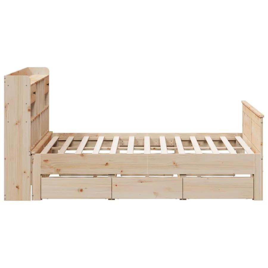 Lit bibliothèque sans matelas 180x200 cm bois massif de pin - 5