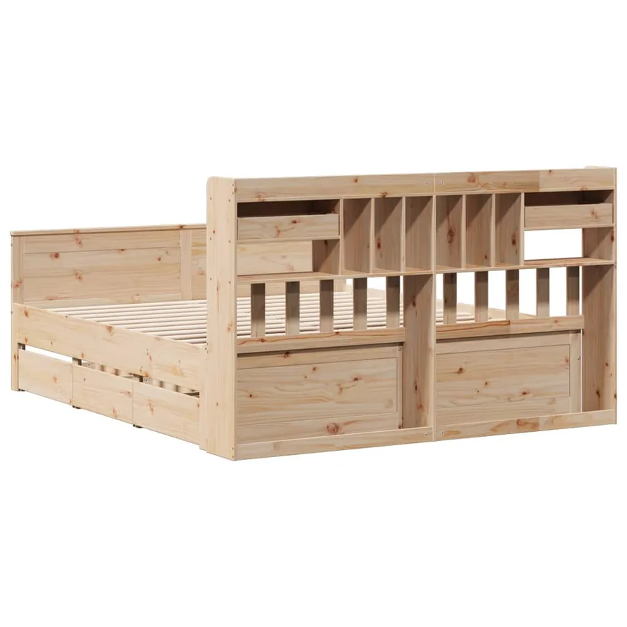 Lit bibliothèque sans matelas 180x200 cm bois massif de pin - 6