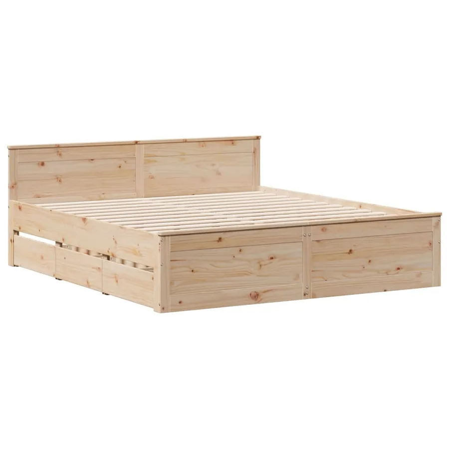 Lit bibliothèque sans matelas 180x200 cm bois massif de pin - 8