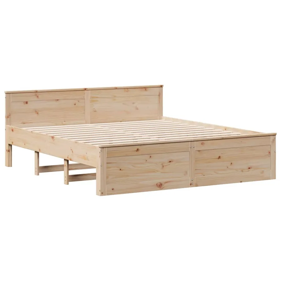 Lit bibliothèque sans matelas 180x200 cm bois massif de pin - 9