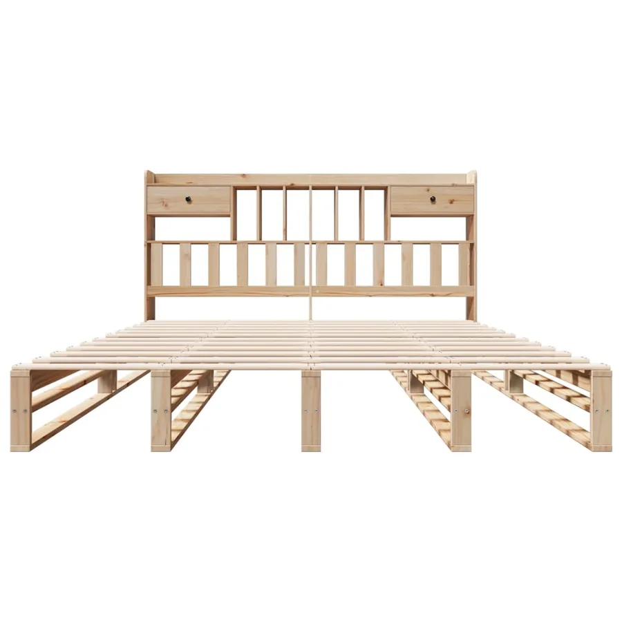 Lit bibliothèque sans matelas 180x200 cm bois massif de pin - 4
