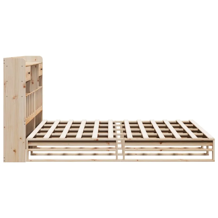 Lit bibliothèque sans matelas 180x200 cm bois massif de pin - 5