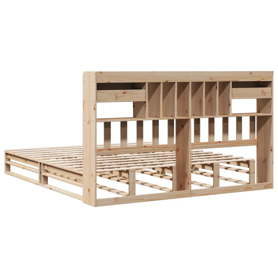 Lit bibliothèque sans matelas 180x200 cm bois massif de pin - 6