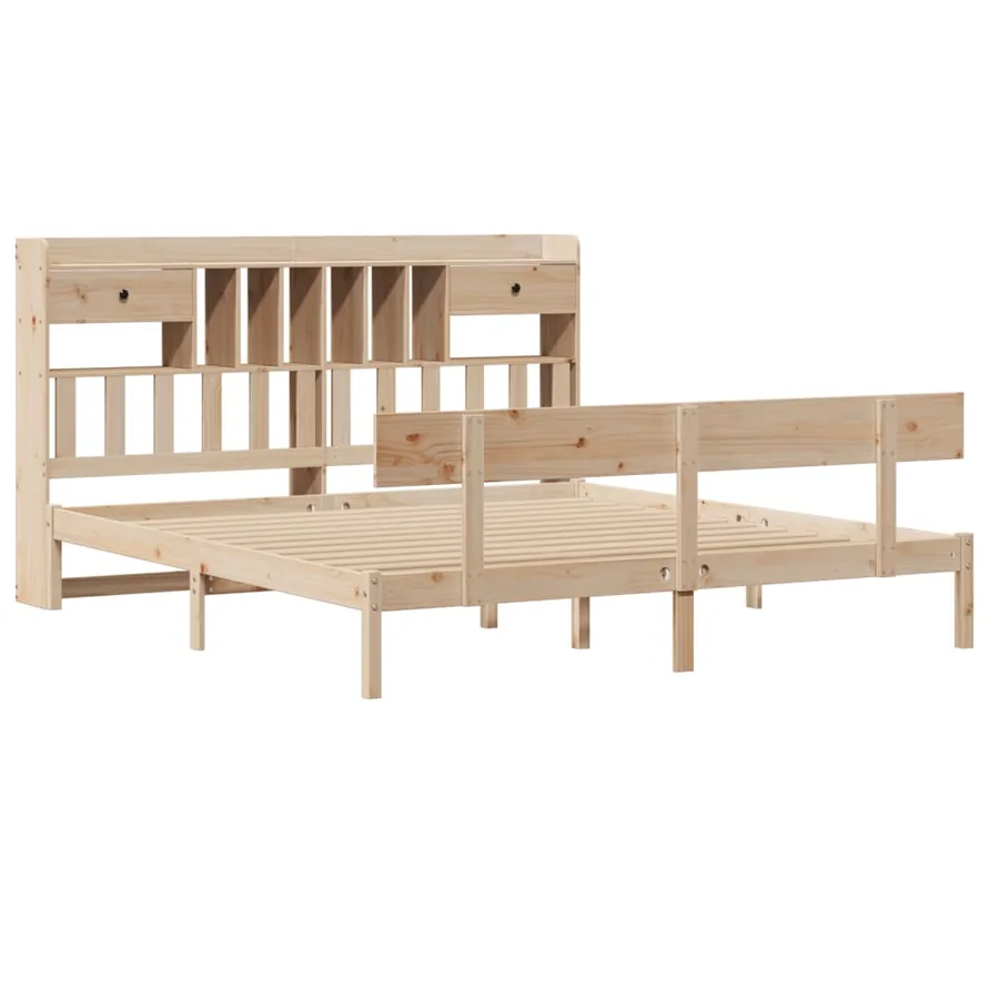 Lit bibliothèque sans matelas 180x200 cm bois massif de pin - 3