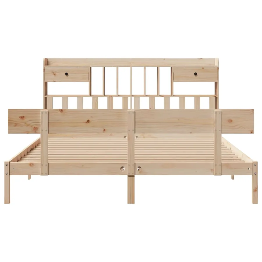 Lit bibliothèque sans matelas 180x200 cm bois massif de pin - 4
