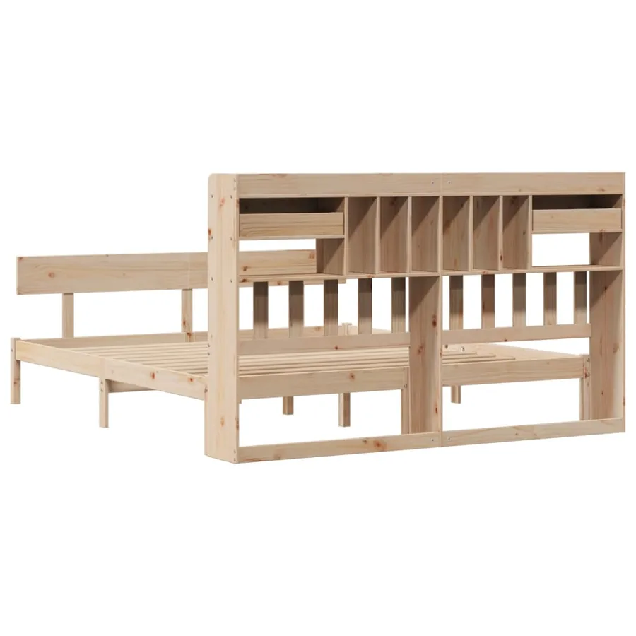 Lit bibliothèque sans matelas 180x200 cm bois massif de pin - 8