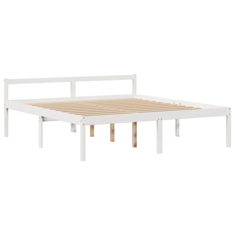 Lit bibliothèque sans matelas blanc 180x200 cm bois pin massif - 8