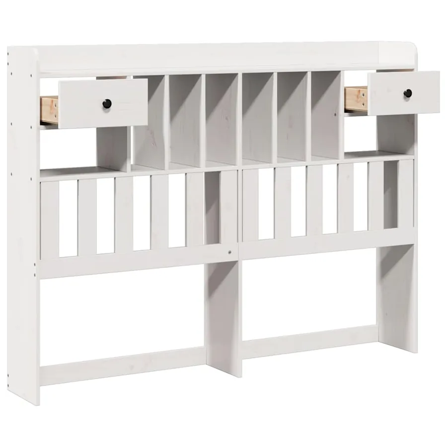 Tête de lit avec rangement blanc 140 cm bois massif de pin - 4