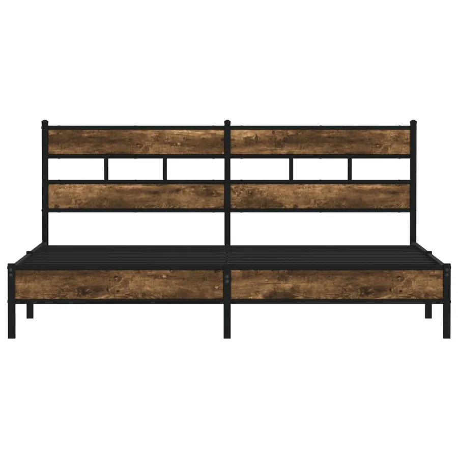 Cadre de lit en métal sans matelas chêne fumé 183x213 cm - 4