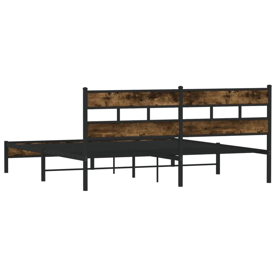 Cadre de lit en métal sans matelas chêne fumé 183x213 cm - 6