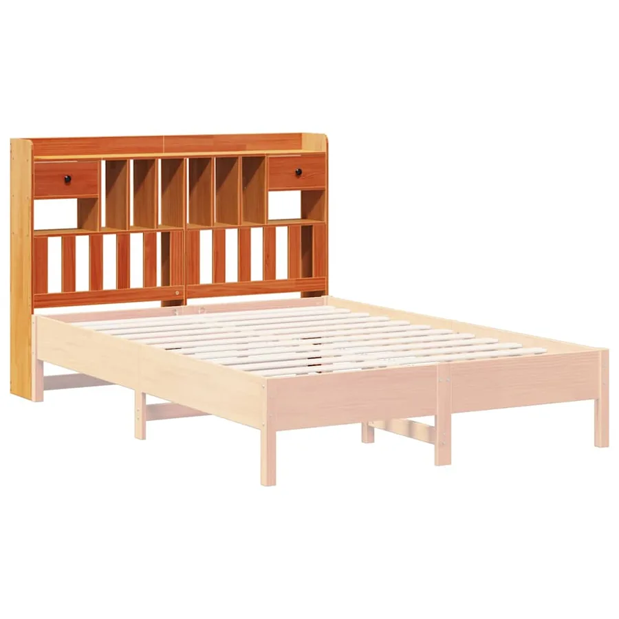 Tête de lit avec rangement cire marron 150cm bois massif de pin - 7