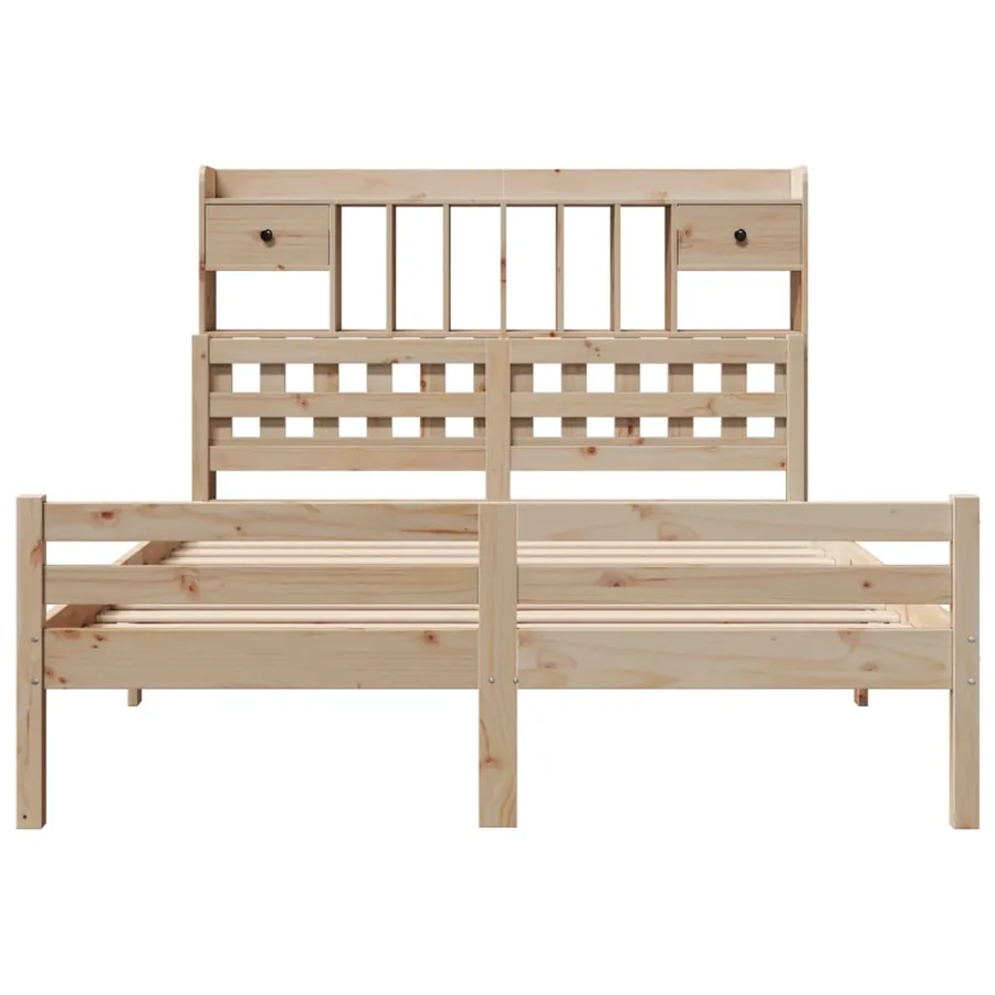 Lit bibliothèque sans matelas 140x200 cm bois massif de pin - 4