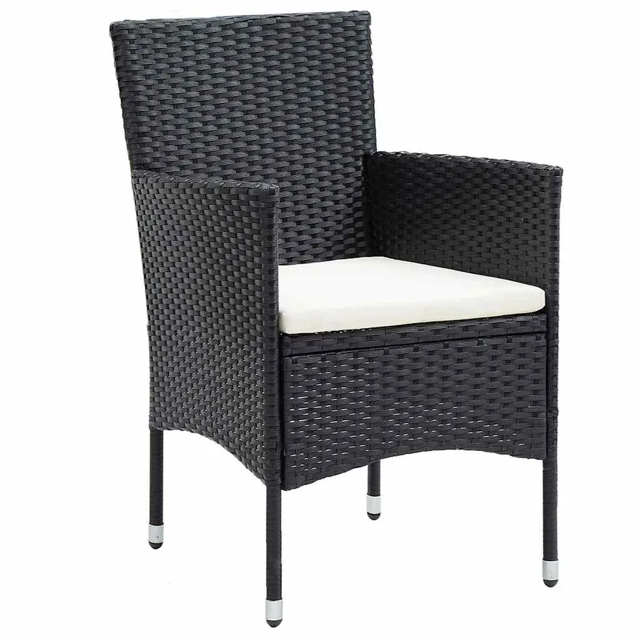 Ensemble à manger de jardin 5 pcs Résine tressée et acacia Noir - 5