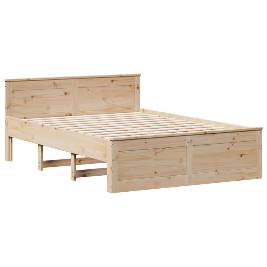 Lit bibliothèque sans matelas 140x190 cm bois de pin massif - 9